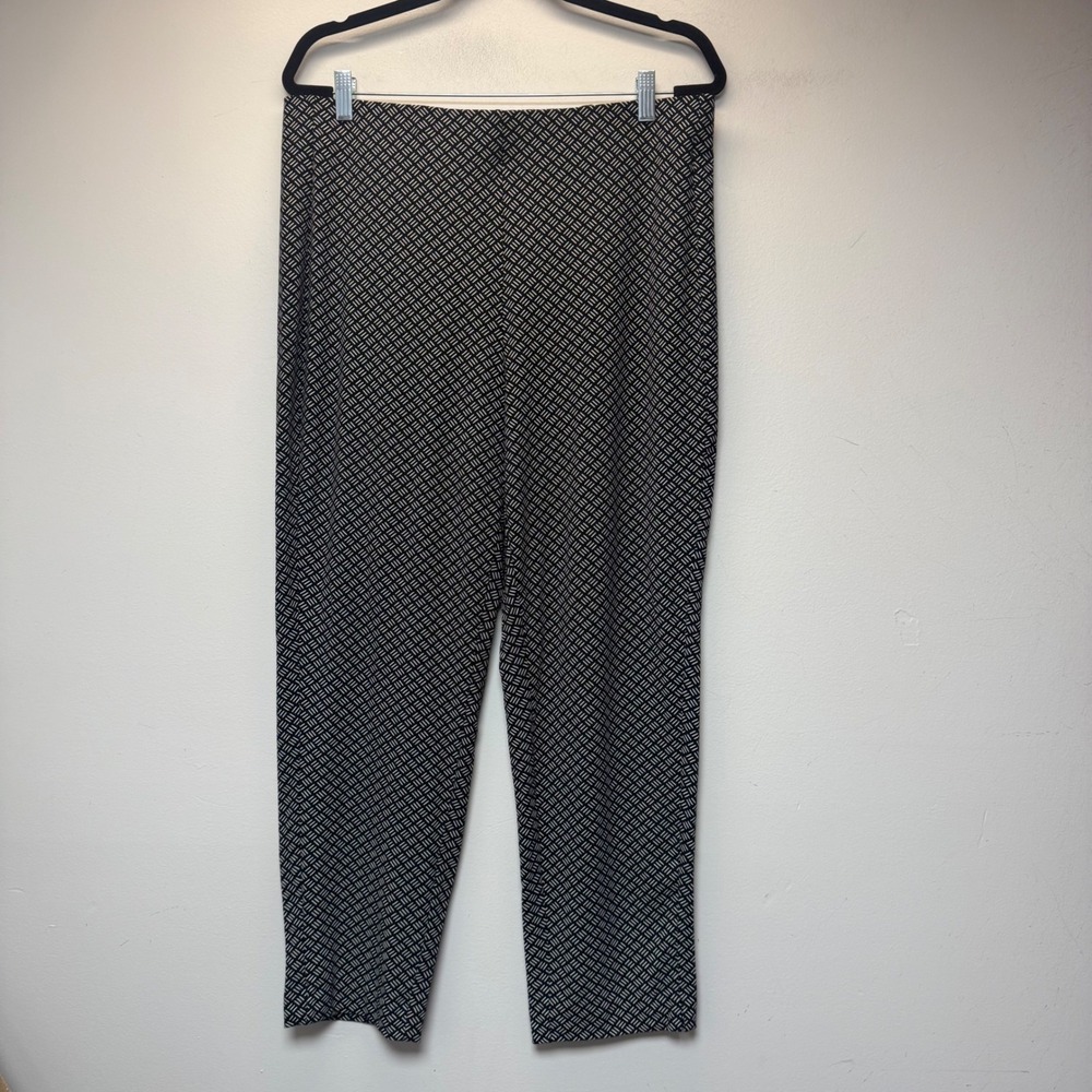J. Jill Slim Ankle‎ Pants Womens L Black White Excellent Wearever Geometric 9573